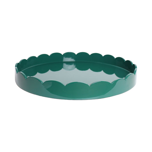 British Racing Green Round Large Lacquered Scallop Tray