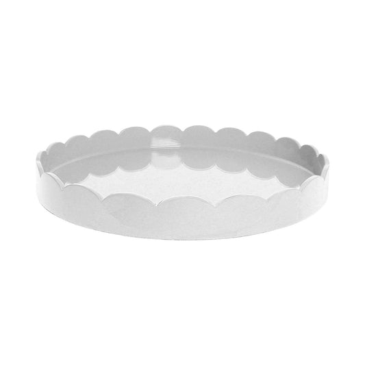 White Round Medium Lacquered Scallop Tray