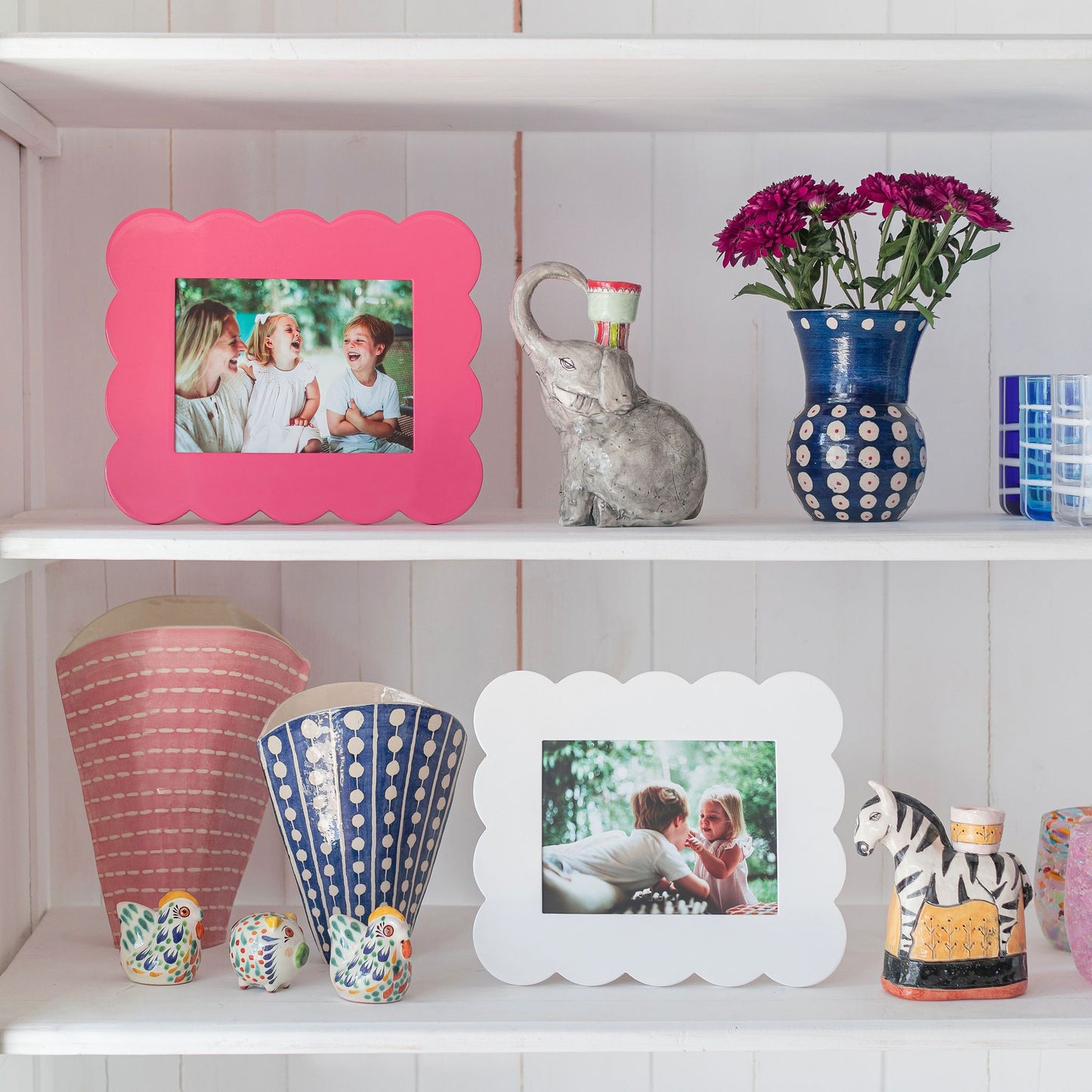 Pink Scalloped Lacquer Photo Frame