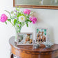 A pair of Silver Trim, Light Pink Enamel Photo Frames