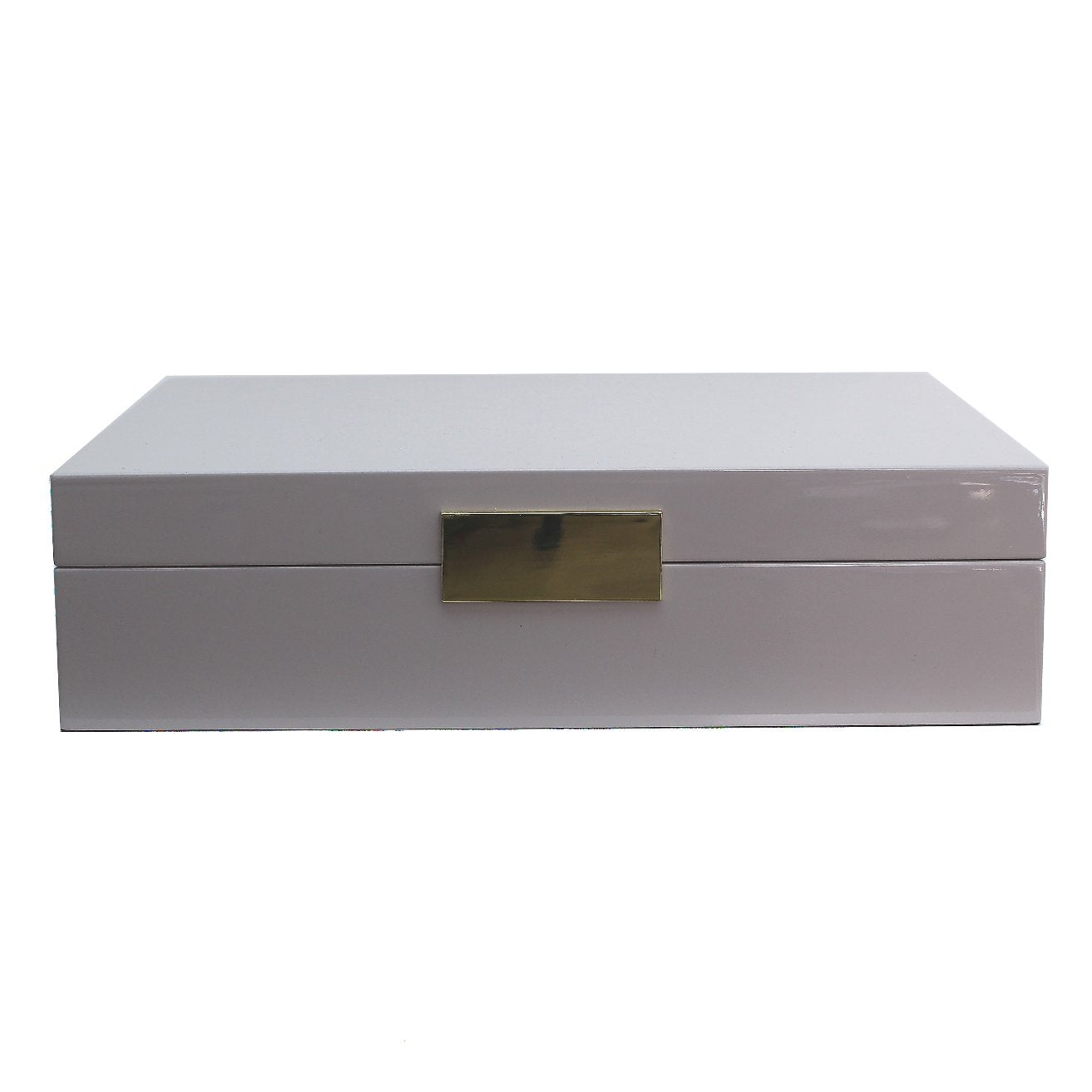 Large chiffon gray watch box with gold plated clasp