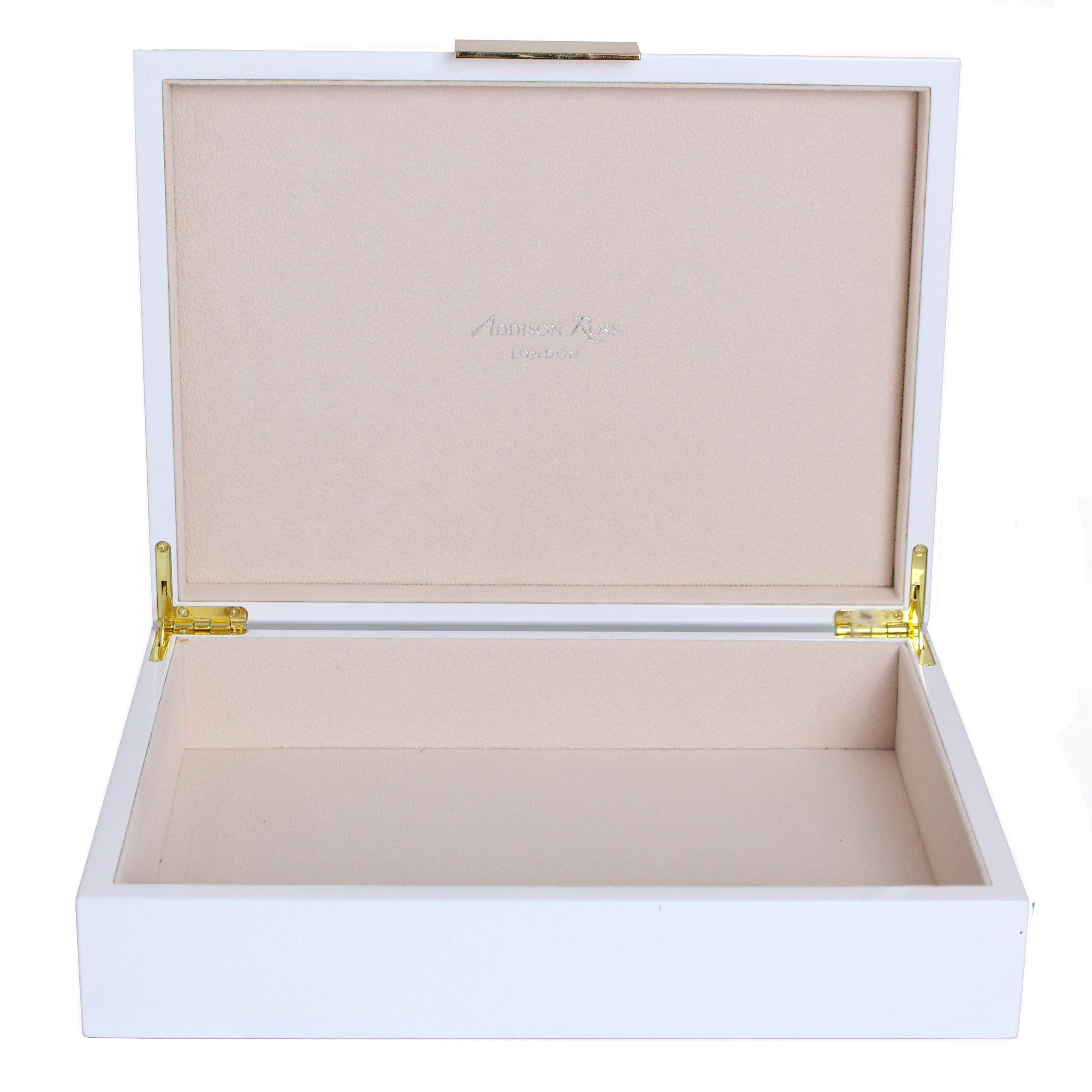 Large White Storage Box - Gold Plated Trim - 8x10.75 | Addison Ross ...