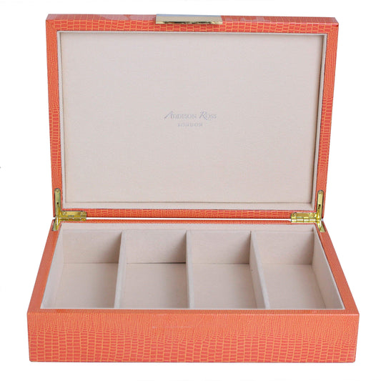 Large orange glasses box with suede interior