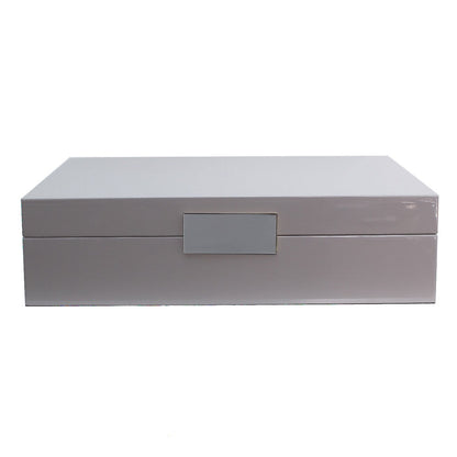 Large chiffon gray watch box with silver plated clasp