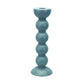 Tall Chambray Blue Bobbin Candlestick - 24cm