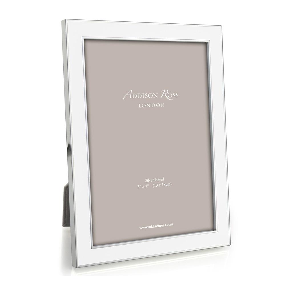 5x7 in. Silver Trim, White Enamel Picture Frame