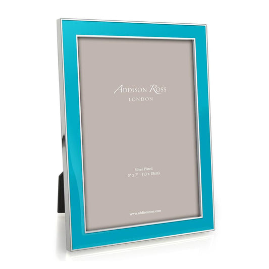 5x7 in. Silver Trim, Aqua Blue Enamel Picture Frame