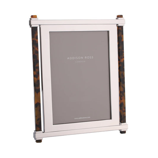 Faux Tortoiseshell & Silver Pillar Photo Frame