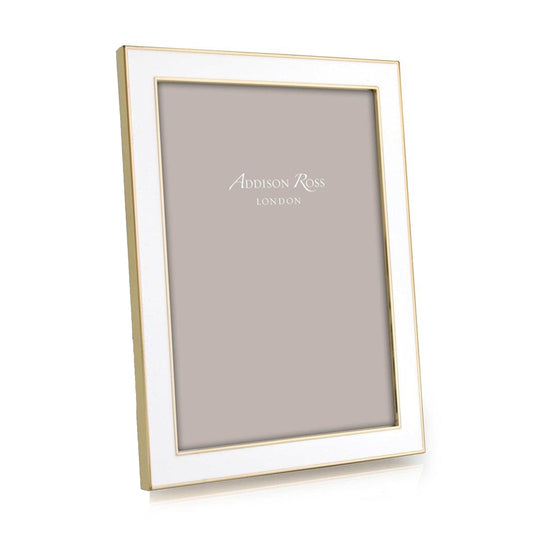 Gold Trim White Enamel Picture Frame