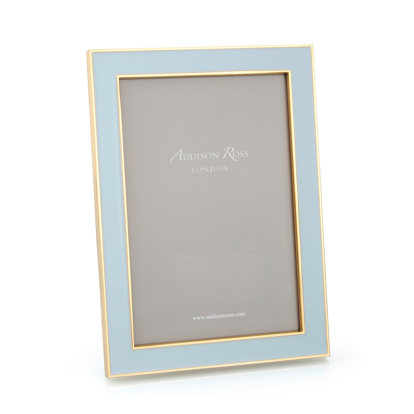 A pair of gold trim powder blue enamel photo frames - Addison Ross