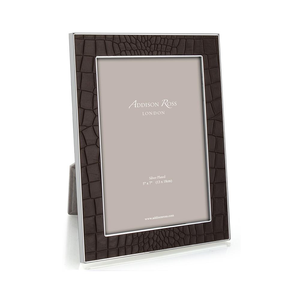 Chocolate Croc & Silver Frame - 5 x 7 in