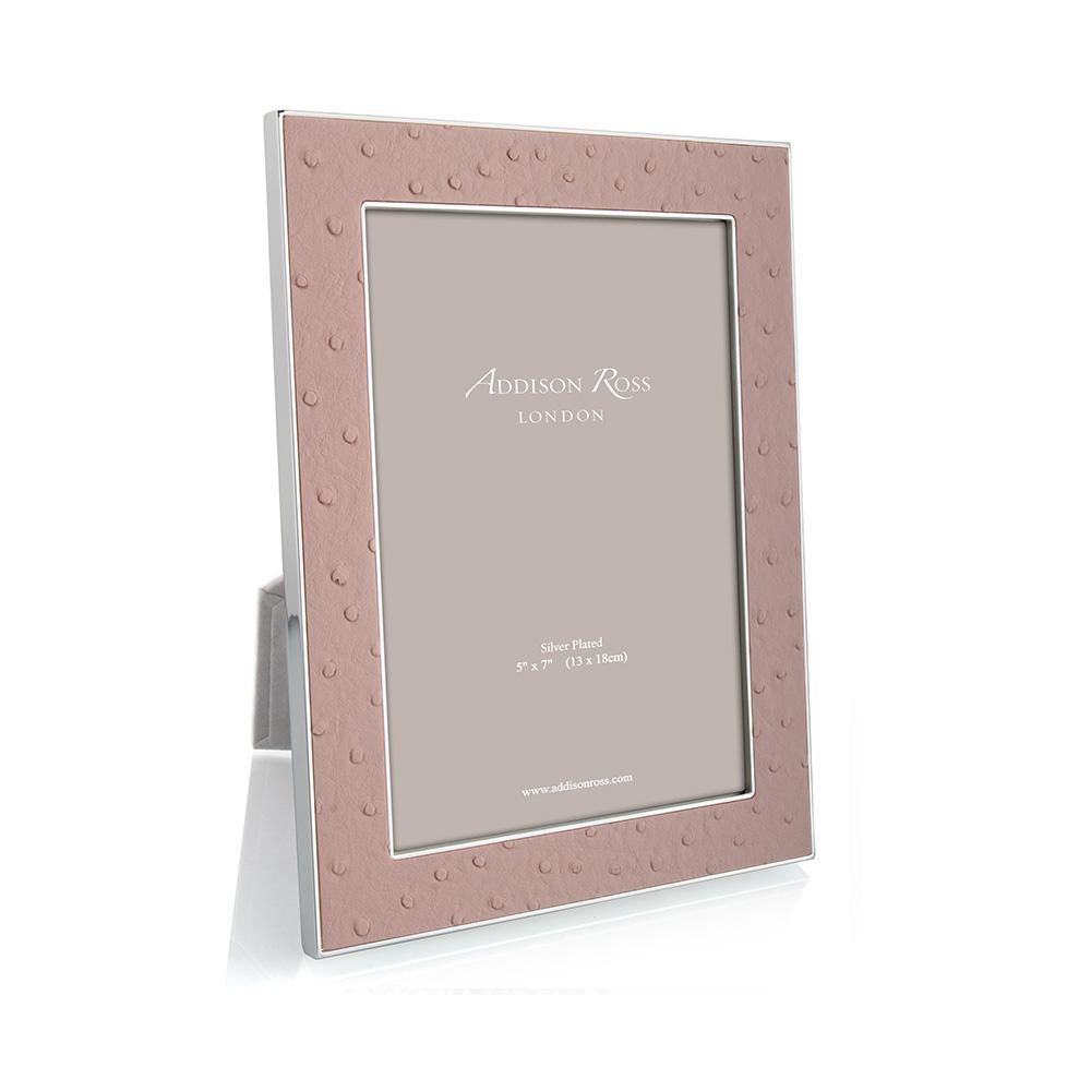 Blush Ostrich & Silver Frame - Leather Frames - Addison Ross