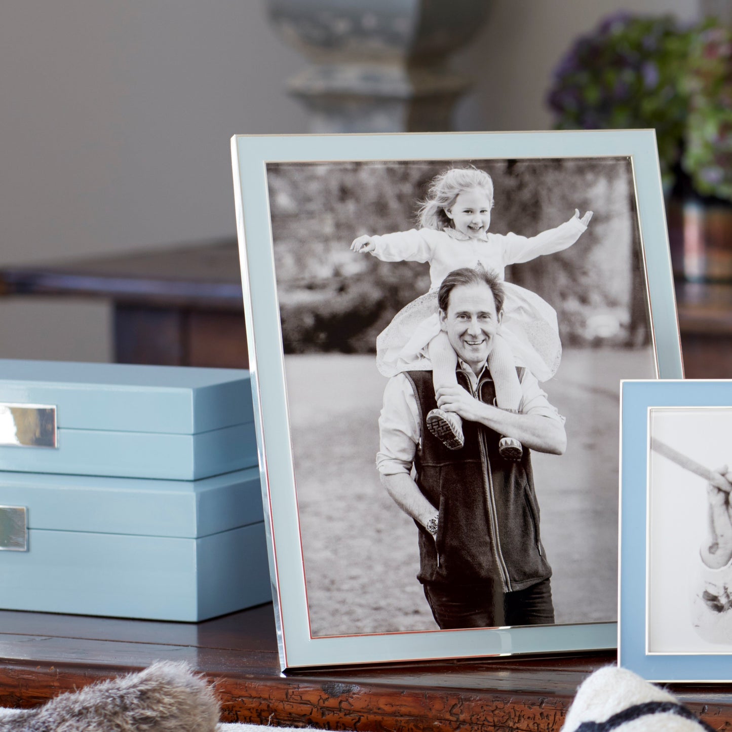 8x10 in. Silver Trim, Powder Blue Enamel Picture Frame