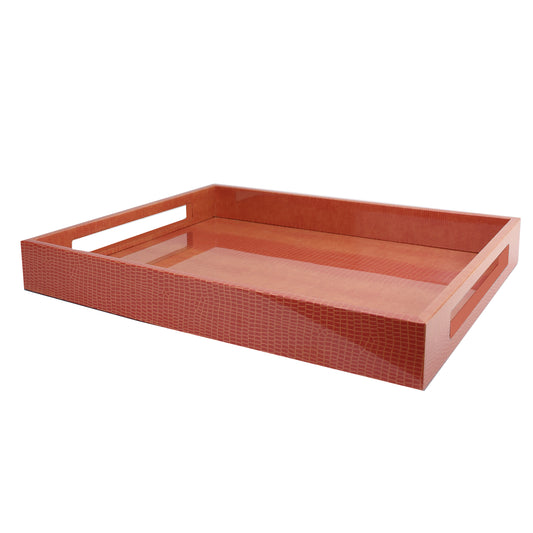 Orange Croc Medium Lacquered Serving Tray