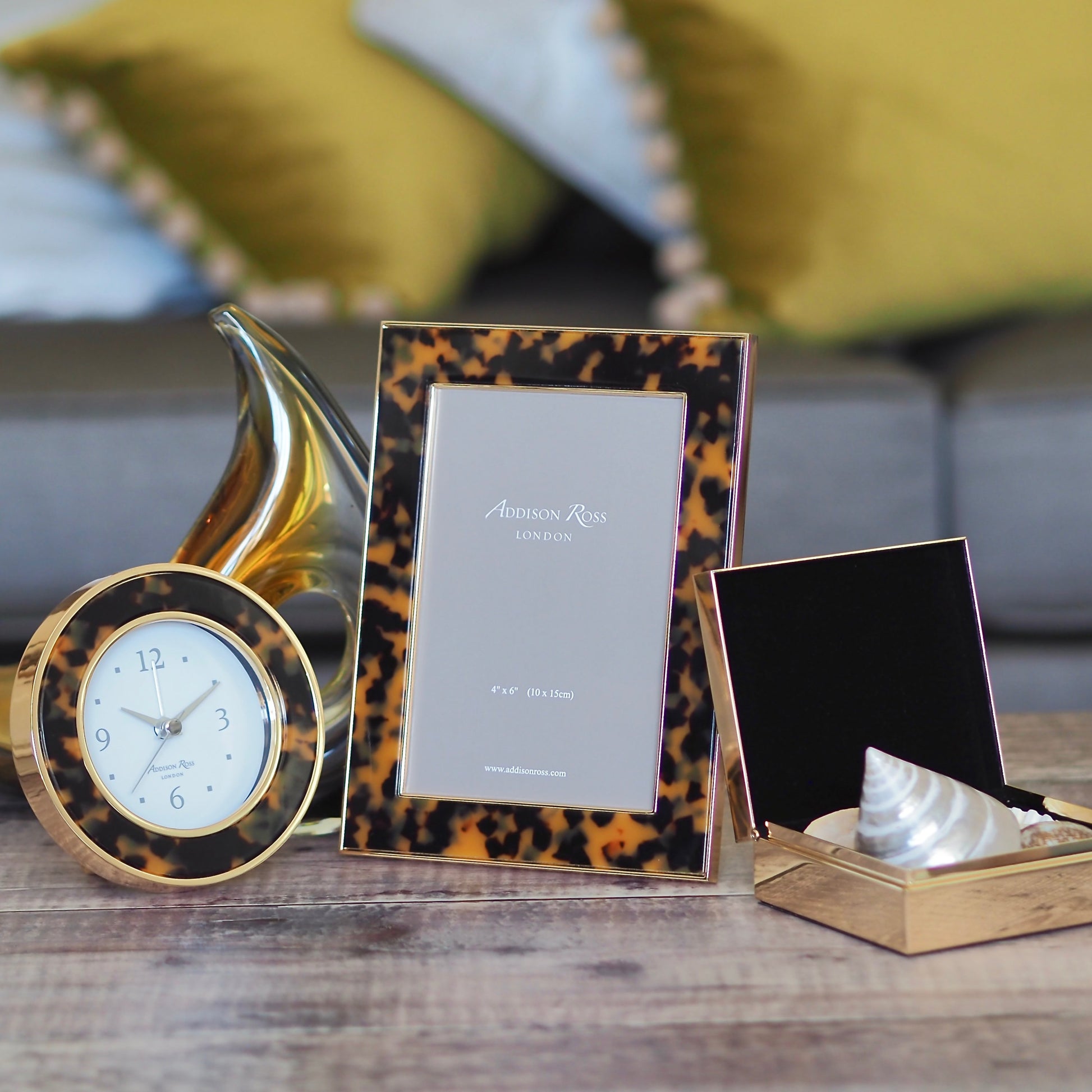 Tortoiseshell & Gold Alarm Clock - Clock - Addison Ross