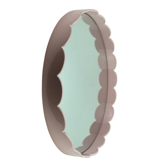 Pale Pink Medium Scallop Round Mirror