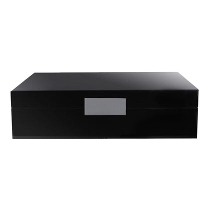 Large black storage box with silver plated clasp