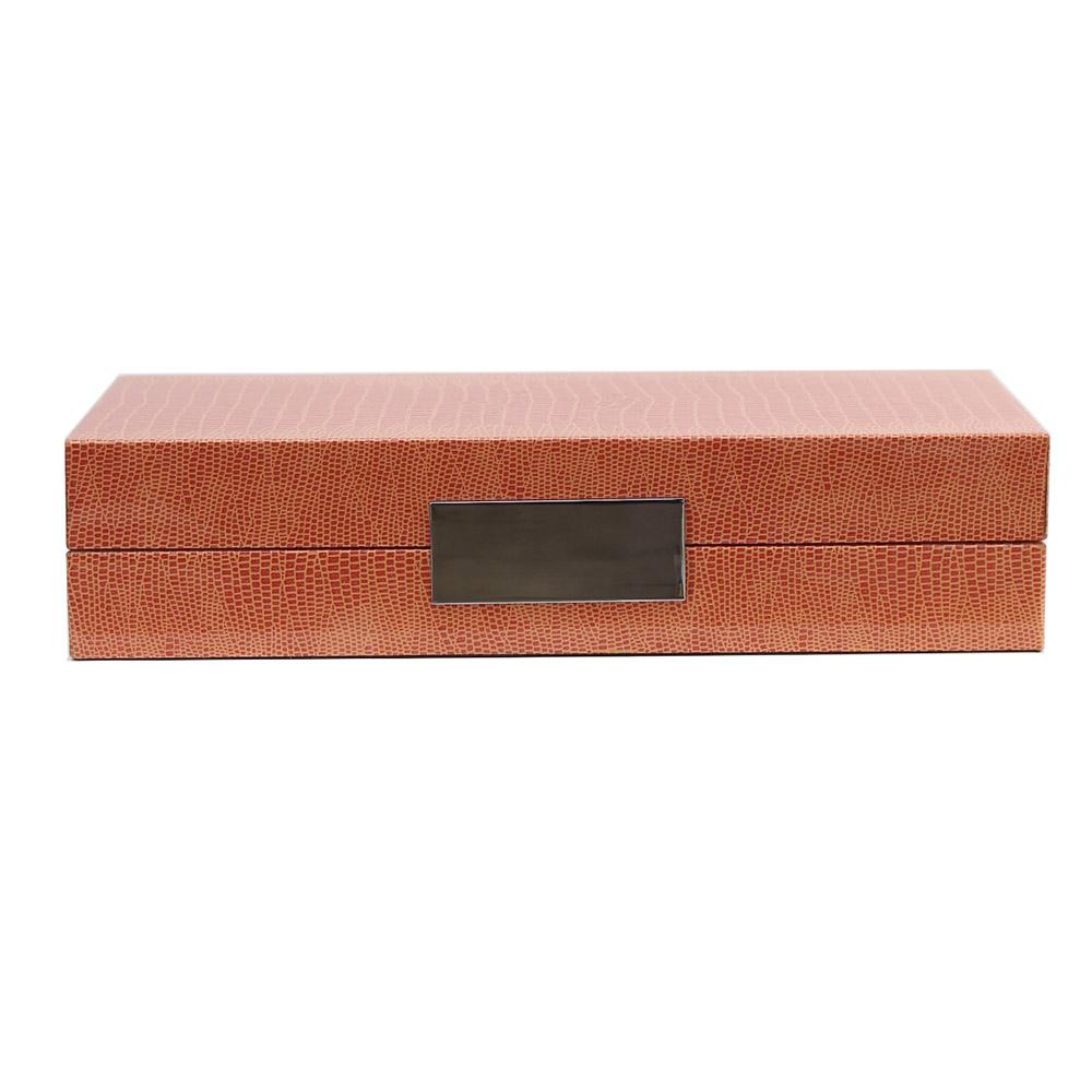 Orange Croc Box With Silver