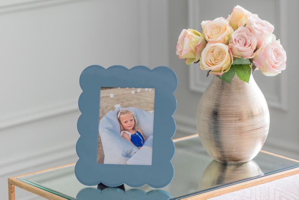 Chambray Blue Scalloped Lacquer Photo Frame – Limited Edition - Addison Ross Ltd UK