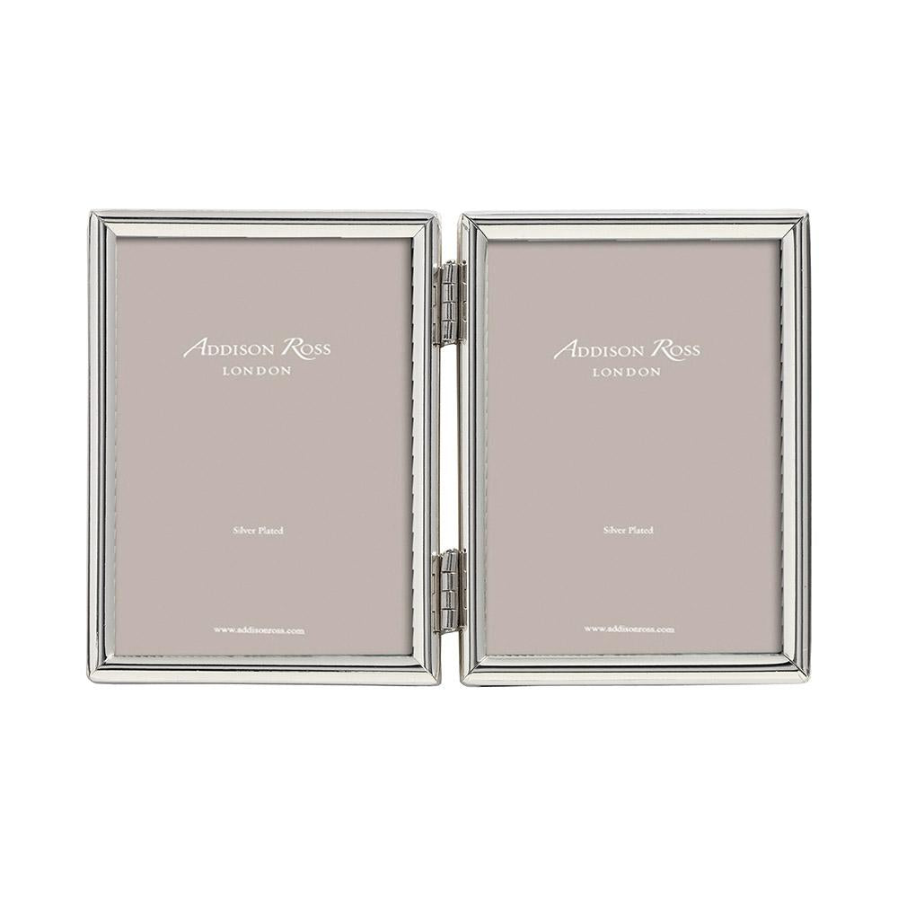 4x6 in. Fine Edged Silver Plated Double Photo Frame