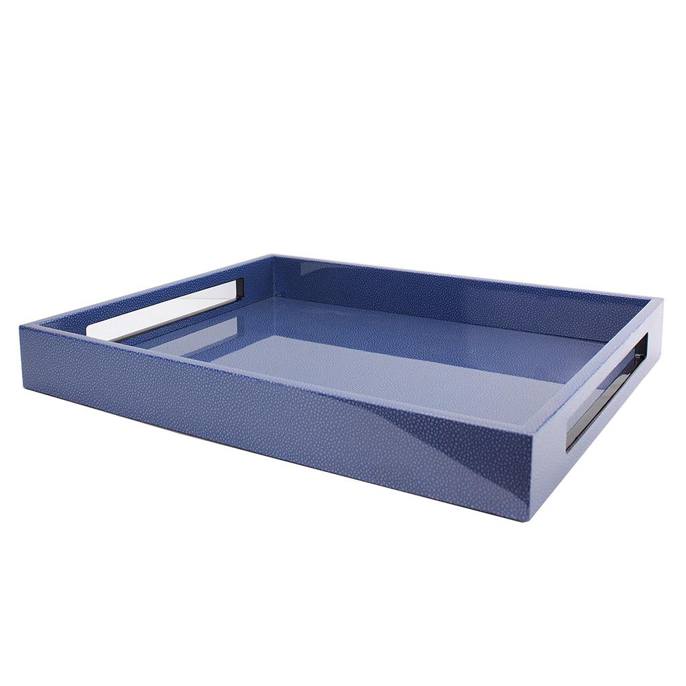 Blue Shagreen Medium Lacquered Serving Tray